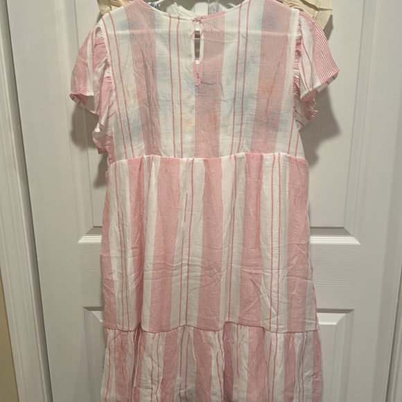 96. Perch by Blu Pepper Pink Striped Dress with Floral Embroidery - Picture 6 of 6
